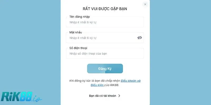 Các bước cần làm để đăng ký tài khoản Rik88 mới